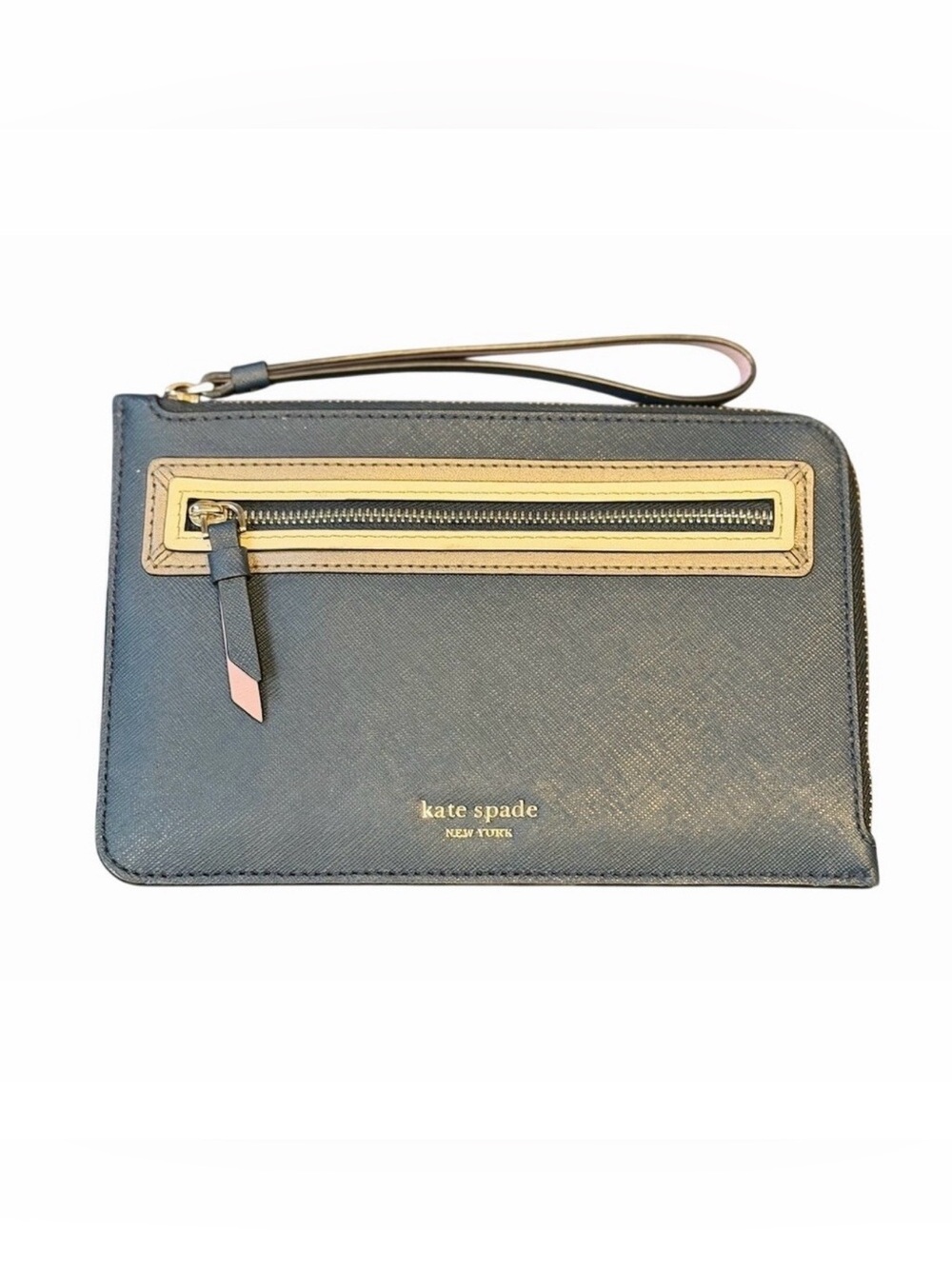 Kate Spade New York Wristlet Wallet  Blue Zip Closure With Strap
